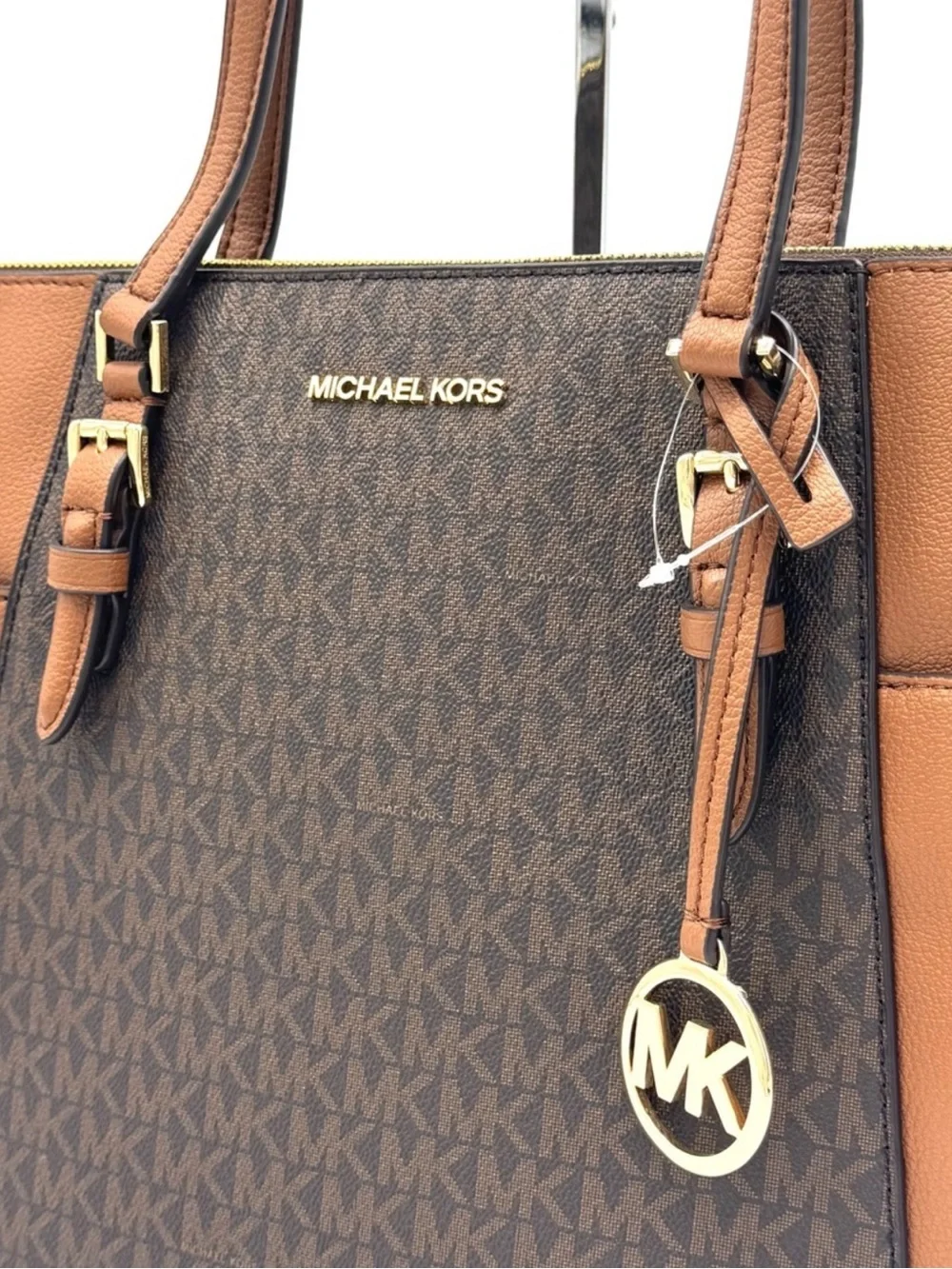 Michael Kors Large Charlotte Tote Bag Luggage Brown